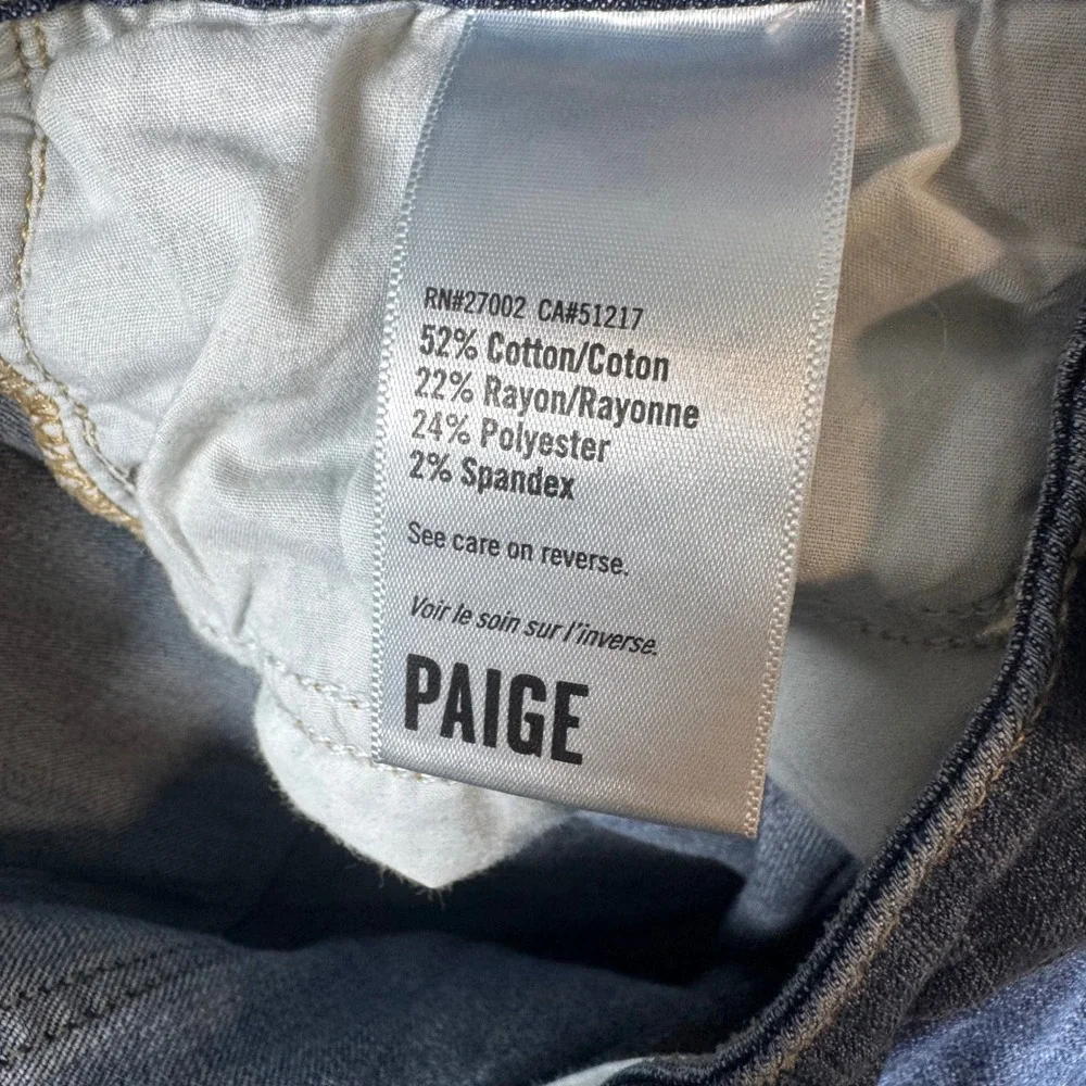 Paige Denim Bermuda Shorts Womens 29 Dark Wash Raw Hem Stretch 1798721-418